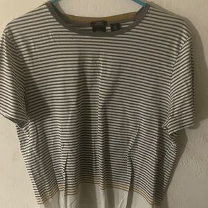 Hugo Boss Gray and White Striped Tee